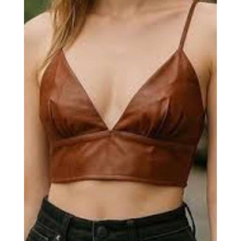 NEW SIGNATURE8 leatherette bra top in cooper